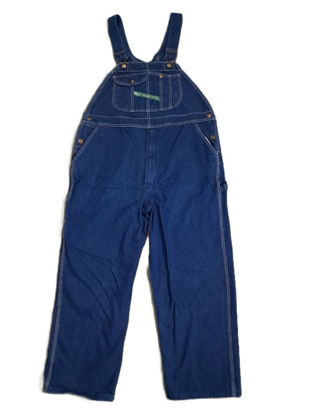 Key Imperial Bib Overall Men 42x28, Tag 42x29 Blue Denim Work Zip Fly 273.41